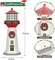 13.6" Christmas Lighthouse Snow Globe, Musical Lighted Glitter Christmas Snow Globes, Christmas Decorations USB and Battery Operated Lantern with Music, Christmas Decor for Home,Red Roof
